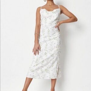 Misguided Strappy Cowl Midi Dress Ditsy